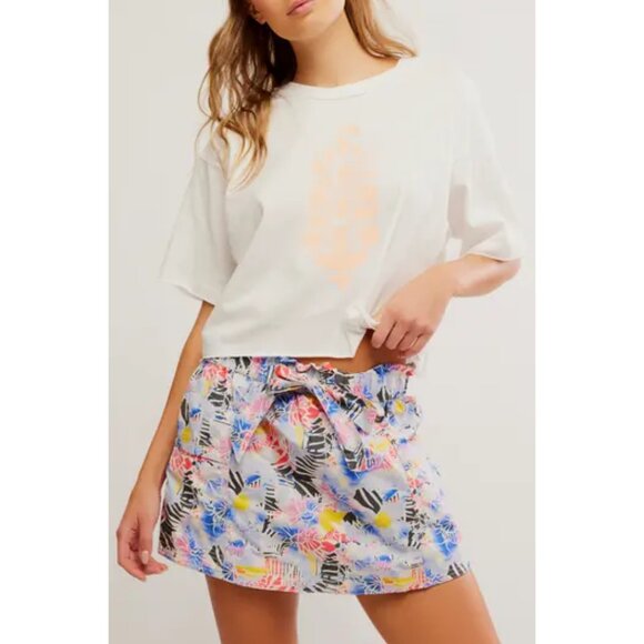 FREE PEOPLE Movement Inspire Cotton Graphic T-Shirt in White/ Peach Size Large - Picture 1 of 7